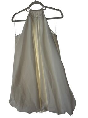 Zara White Halter Neck Mini Dress with Bubble Hem